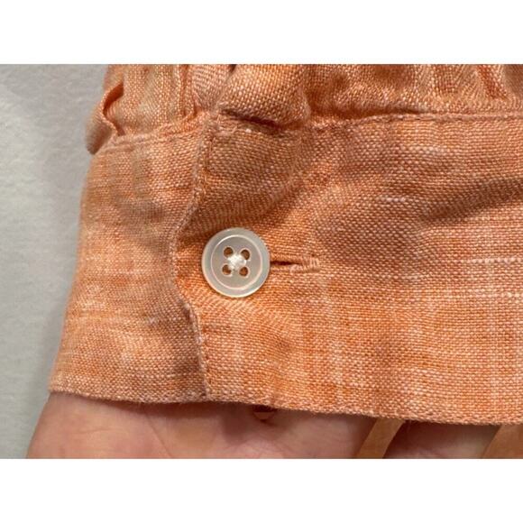 J. Jill Love Linen Orange Tunic Top Women’s Size Small Button Down Lagenlook - Picture 5 of 7